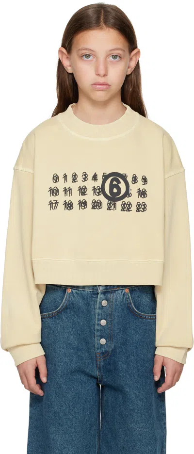 Mm6 Maison Margiela Kids Beige Numeric Sweatshirt In M6705