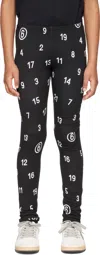 Mm6 Maison Margiela Kids Black All Over Numeric Print Leggings In Black