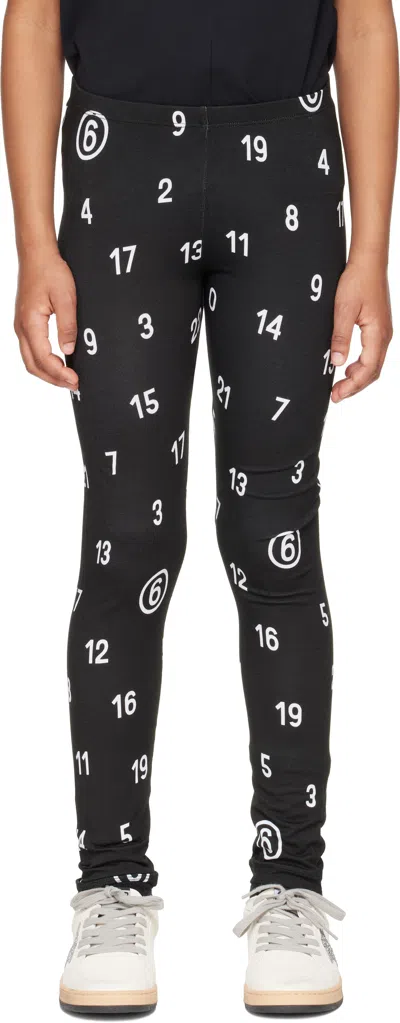 Mm6 Maison Margiela Kids Black All Over Numeric Print Leggings