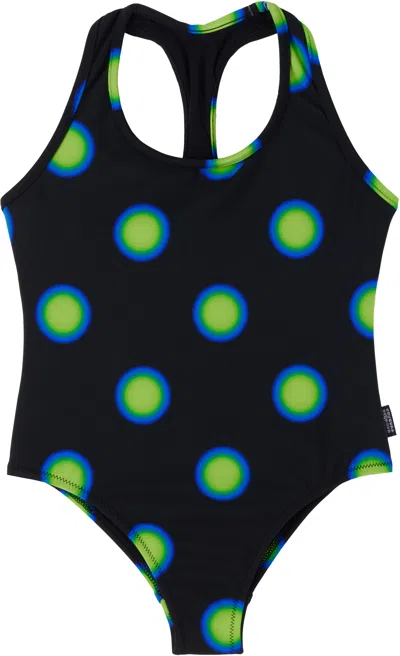 Mm6 Maison Margiela Kids Black All Over Print Pois Swimsuit