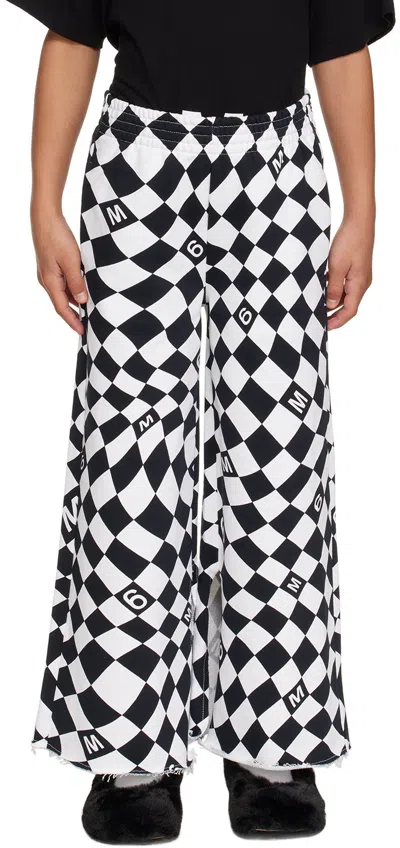 Mm6 Maison Margiela Kids' Check-print Wide-leg Trousers In M6c01