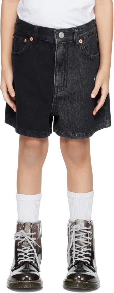 Mm6 Maison Margiela Kids Black Faded Denim Shorts