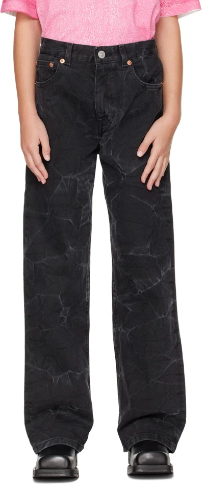 Mm6 Maison Margiela Kids Black Faded Jeans In M602