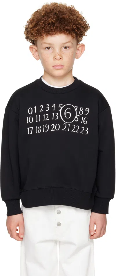 Mm6 Maison Margiela Kids Black Printed-logo Sweatshirt
