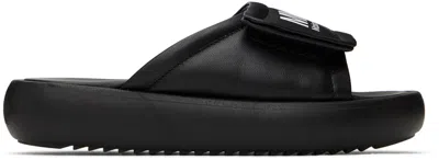 Mm6 Maison Margiela Logo-print Leather Flip Flops In Black