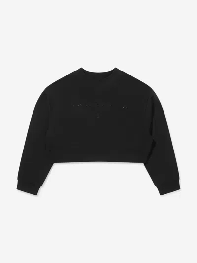 Mm6 Maison Margiela Numerical Print Cropped Sweatshirt In Black