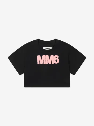 Mm6 Maison Margiela Babies' Kids Cropped Logo T-shirt 4 Yrs Black