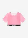 Mm6 Maison Margiela Kids Cropped Logo T-shirt In Pink