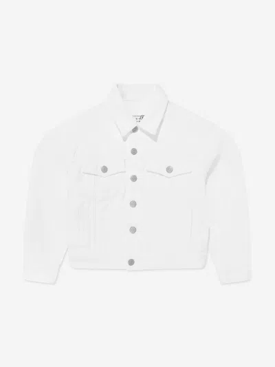 Mm6 Maison Margiela Kids Denim Jacket In Ivory