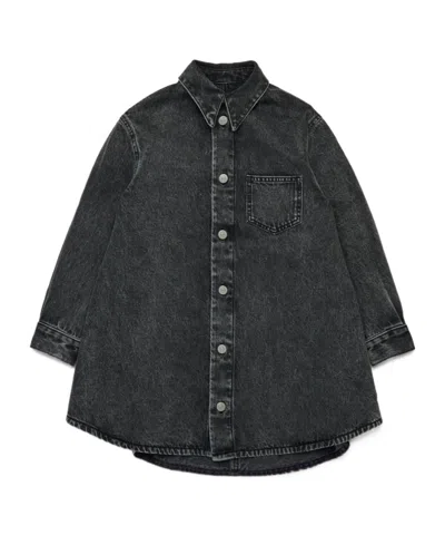 Mm6 Maison Margiela Kids Denim Maxi Shirt Dress In Gray