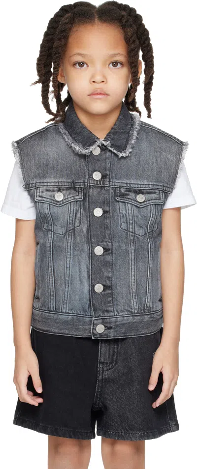 Mm6 Maison Margiela Kids Gray Frayed Denim Vest