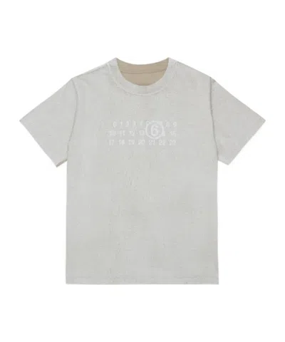 Mm6 Maison Margiela Kids Logo Print T-shirt In Gray