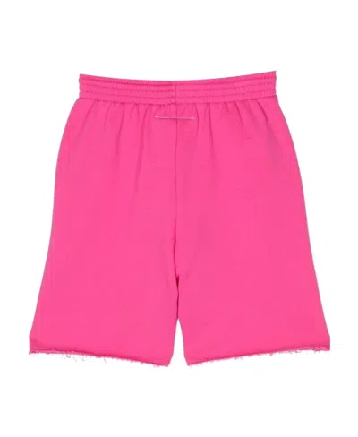 Mm6 Maison Margiela Kids Logo-printed Elasticated Waistband Track Shorts In Pink