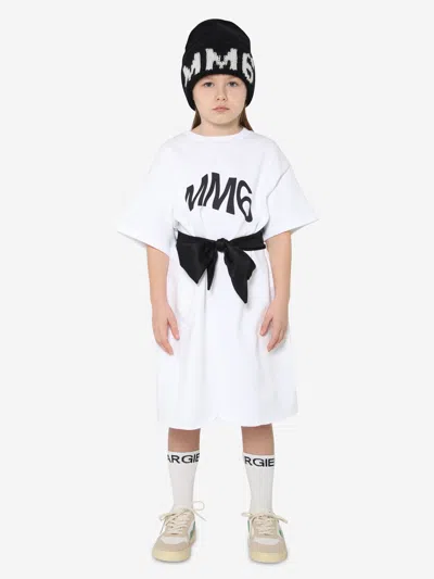Mm6 Maison Margiela Babies' Kids Logo T-shirt Dress In White