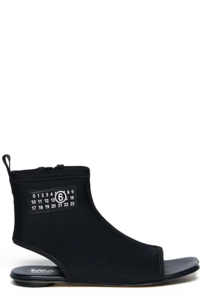 Mm6 Maison Margiela Kids' Open-toe Midi Boots In Black