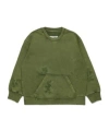 Mm6 Maison Margiela Kids Numeric Embroidered Worn-effect Sweatshirt In Green