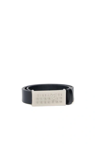 Mm6 Maison Margiela Kids Numeric Logo Buckle Belt In Black