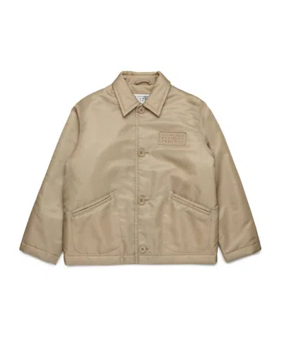 Mm6 Maison Margiela Kids Numeric Logo Patch Shirt Jacket In Animal Print