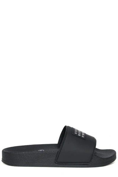 Mm6 Maison Margiela Kids' Numeric-logo Flat Slides In Black