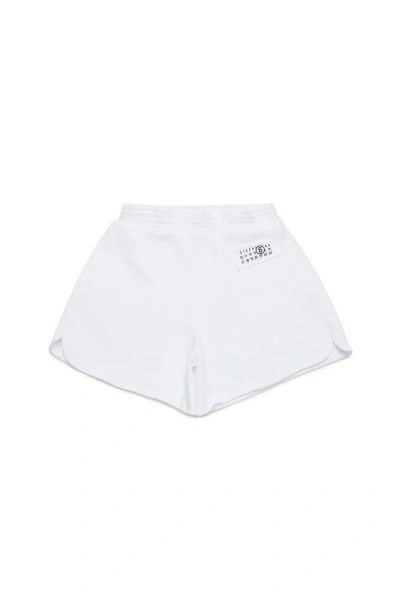 Mm6 Maison Margiela Kids' Numeric Logo-appliqué Track Shorts In White