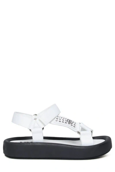 Mm6 Maison Margiela Kids' Numbers-motif Leather Sandals In White