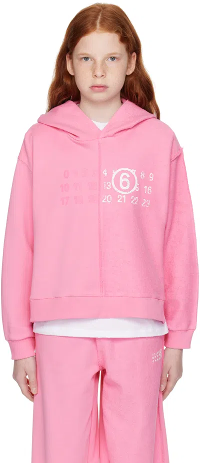 Mm6 Maison Margiela Kids Pink French Terry Hoodie In M6308