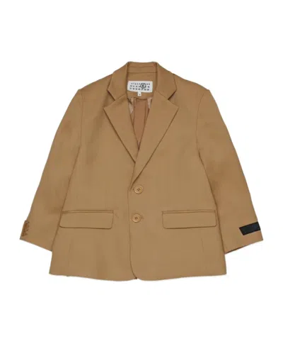Mm6 Maison Margiela Kids Single-breasted Blazer In Brown