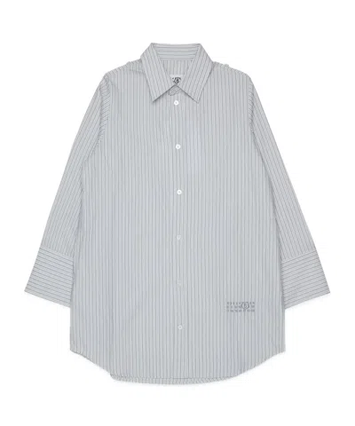 Mm6 Maison Margiela Kids Striped Shirt Dress In Gray