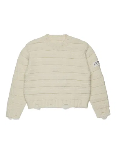Mm6 Maison Margiela Kids Sweater With Logo Appliqué In Neutral