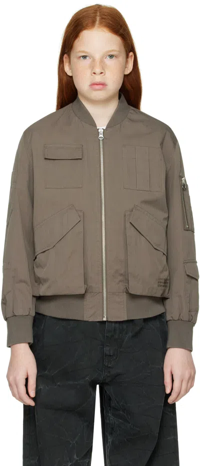 Mm6 Maison Margiela Kids Taupe Multi-pocket Bomber Jacket In M6710