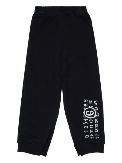 Mm6 Maison Margiela Kids Tracksuit Pants With Number Motif In Blue