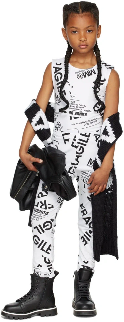 Mm6 Maison Margiela Kids White All Over Printed Bodysuit In M6100 White