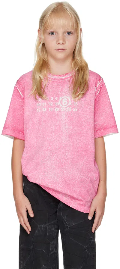 Mm6 Maison Margiela Kids White & Pink Dyed T-shirt In M6307