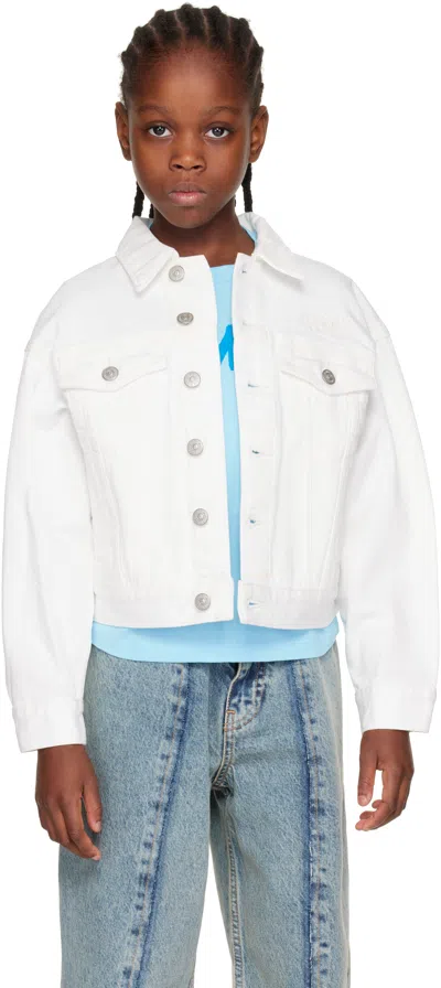 Mm6 Maison Margiela Kids White Embroidered-logo Denim Jacket
