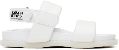 Mm6 Maison Margiela Logo Recycled Faux Leather Strap Sandals In 2 White