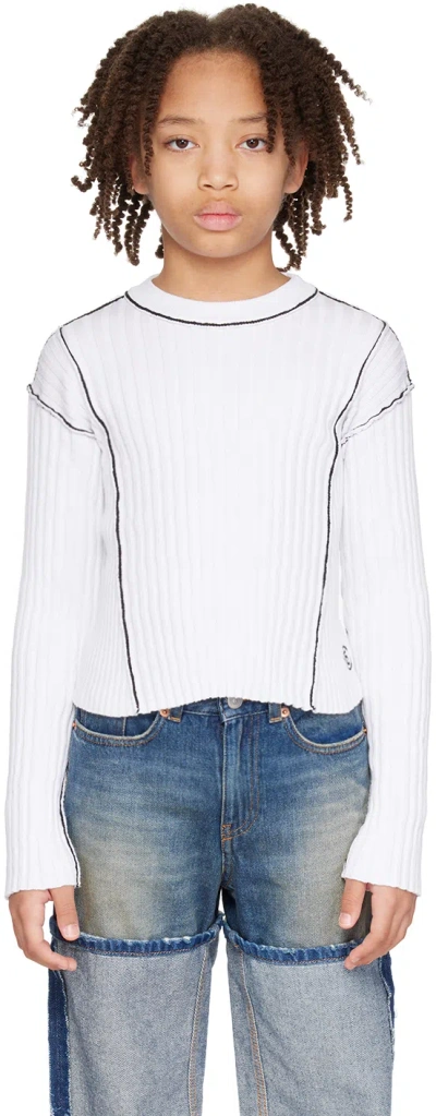 Mm6 Maison Margiela Kids White Pinched Seam Jumper In M6100