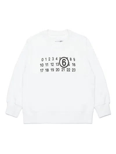 Mm6 Maison Margiela Kids' Numbers-print Cotton Sweatshirt In White