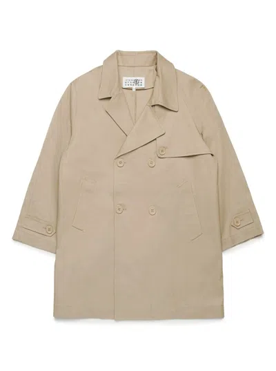 Mm6 Maison Margiela Kidscotton Trench Coat In Beige