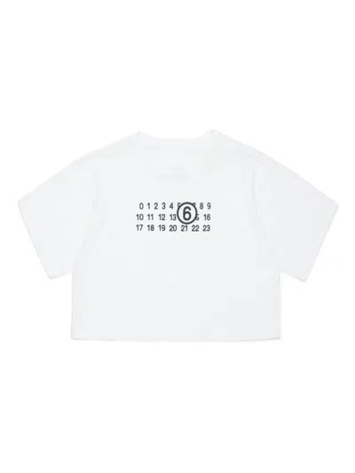 Mm6 Maison Margiela Kids' Numbers-print Cotton T-shirt In White