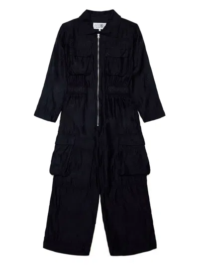 Mm6 Maison Margiela Kids Tuta Intera Oversize In Nero