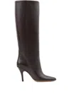 Mm6 Maison Margiela Mm6 By Maison Margiela Pointed Toe Knee-high Boot With White Stitch Detail In Black