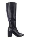 Mm6 Maison Margiela Leather Block Heel Knee-high Boots In Black