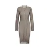 Mm6 Maison Margiela Knee-length Asymmetric Hem Cardigan With Ribbed Texture In Brown