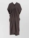 Mm6 Maison Margiela Brown Crepe Draped Midi Dress