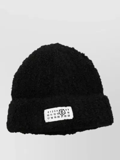 Mm6 Maison Margiela Knit Beanie Logo Detail Folded Cuff In Yellow