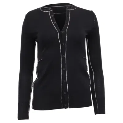 Mm6 Maison Margiela Knit Contrast Stitch Cardigan In Black Wool