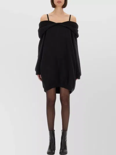 Mm6 Maison Margiela Knit Dress Off-shoulder Strap Detail