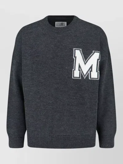Mm6 Maison Margiela Knit Sweater Crew Neck Long Sleeves In Gray