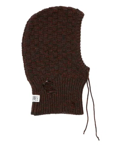 Mm6 Maison Margiela Knitted Balaclava In Brown