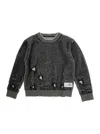 Mm6 Maison Margiela Distressed Wool Crewneck Sweater Kids In Gray